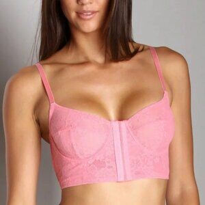 INTIMATELY FREE PEOPLE Secret Garden Pink Lace Bra Crop Bralette Small Coquette
